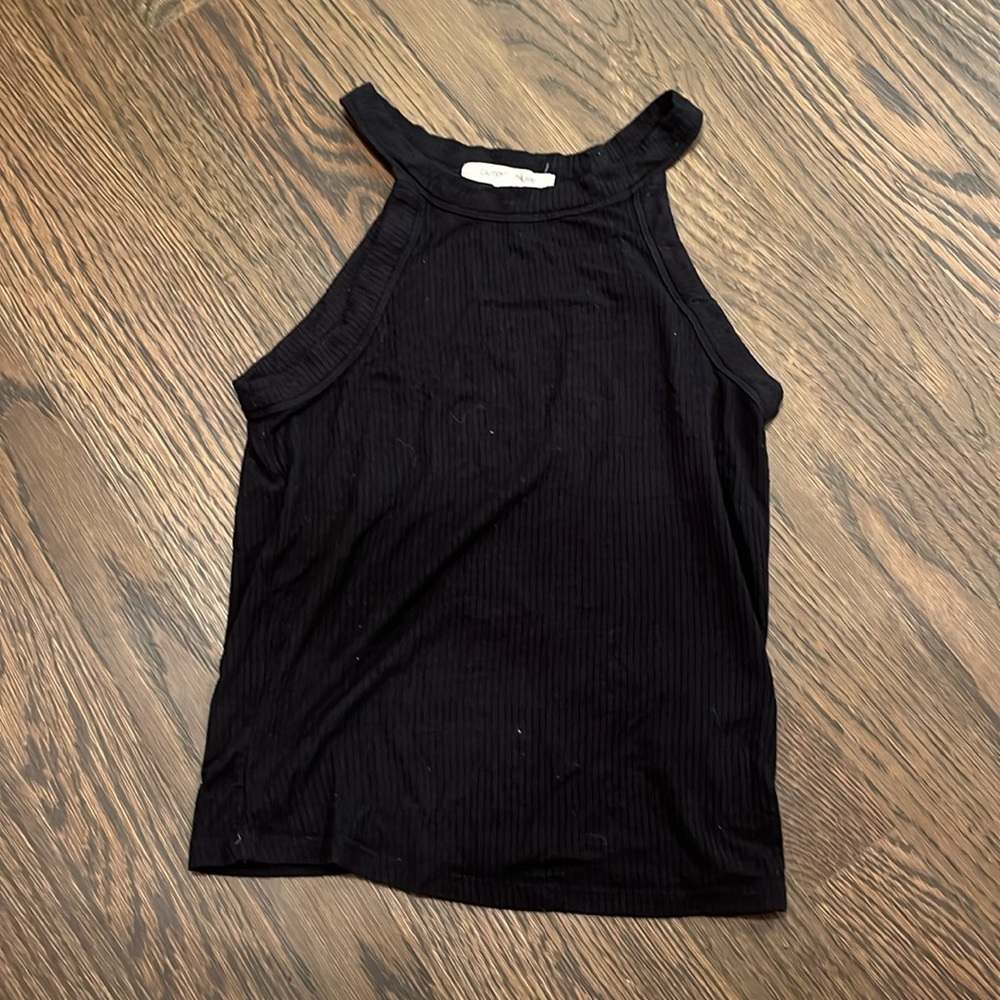 High necked caution to the wind black top
